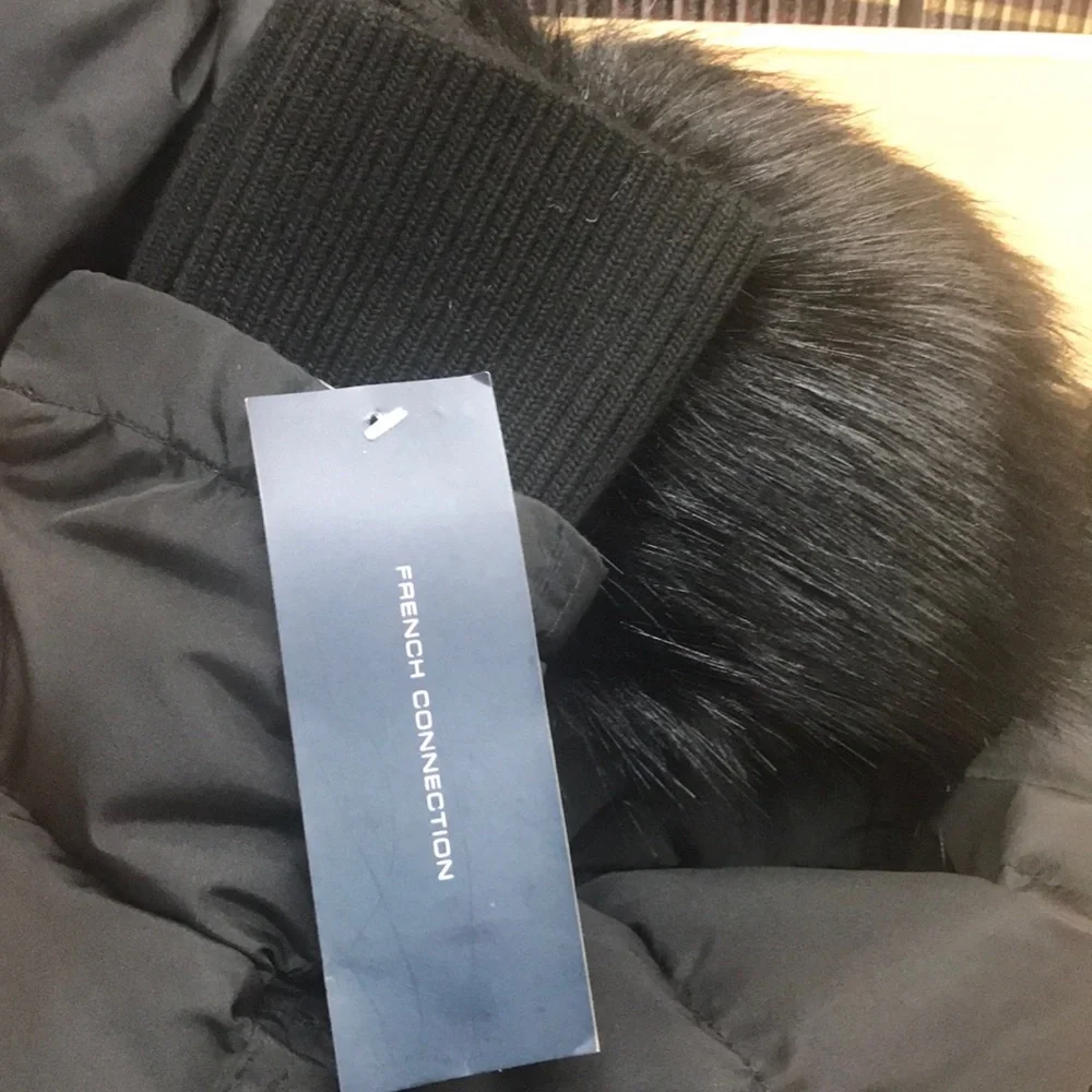NWT,French Connection,Faux Fur Hoodie Puffer Jacket - Picture 14 of 17